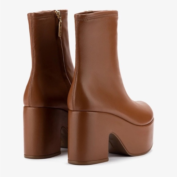 Larroudé Miso Platform Boot In Caramel Stretch Leather - Picture 11 of 12
